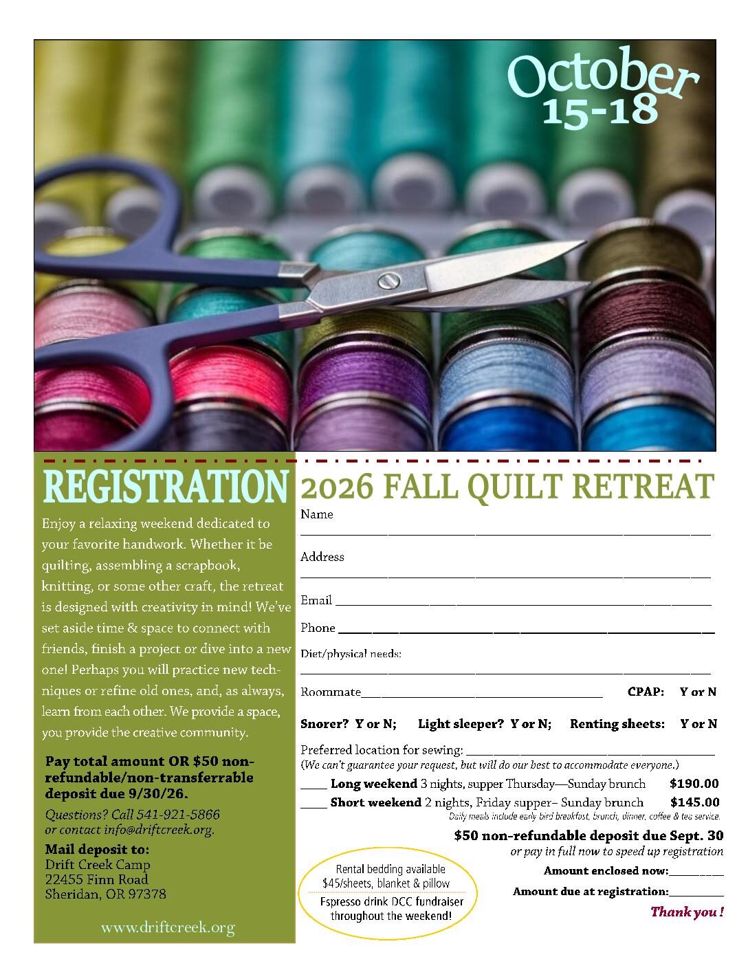 2026 Fall Quilters flyer